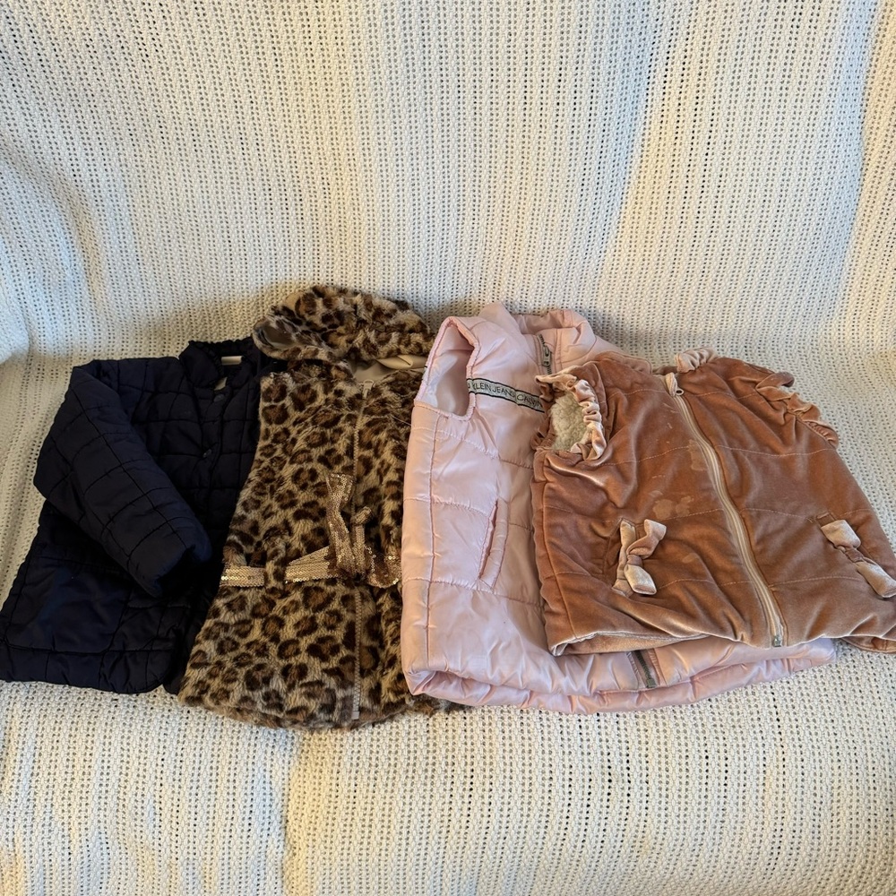Girls Jacket & Vests Bundle Lot (4 pcs) – Quilted & Faux Fur – Read Description